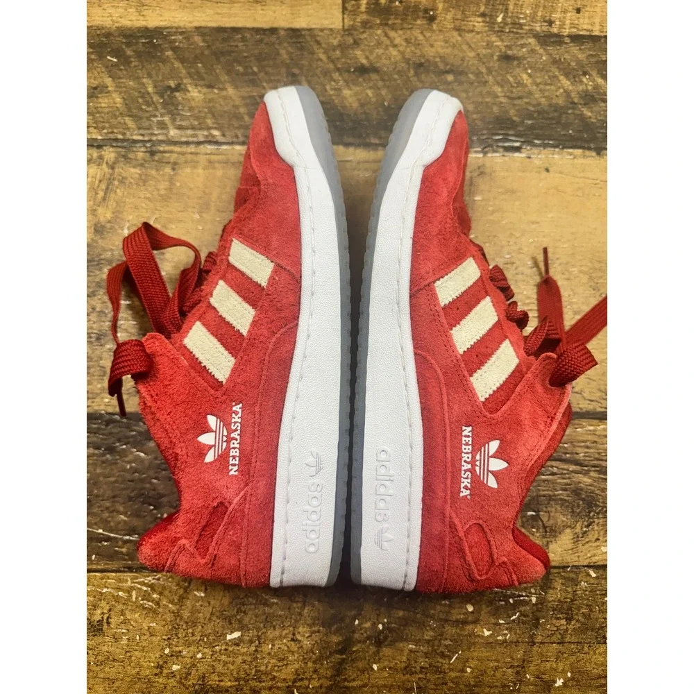 Adidas Forum Low Nebraska Huskers Red White Suede Sneakers HQ7487 Mens 10.5